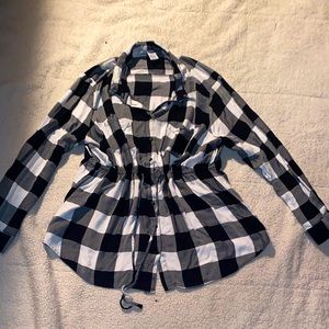 Plaid maternity button up